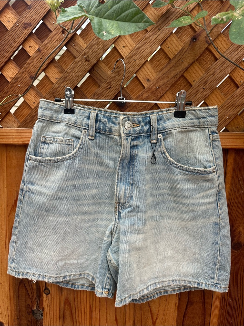 Zara Faded Light Blue Denim Shorts
